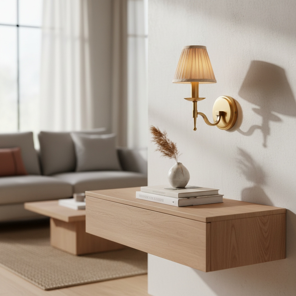 Klantfoto van Tela wandlamp boven houten tafel