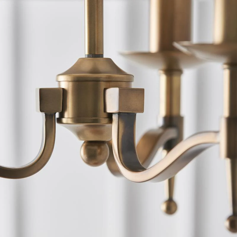 Close-up of Tela chandelier brass detail