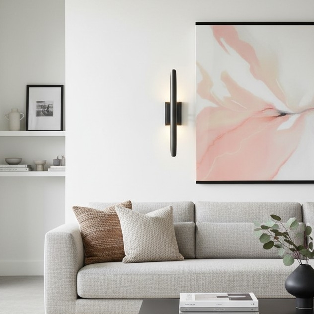 Modo wandlamp bij een bank en wandkunst