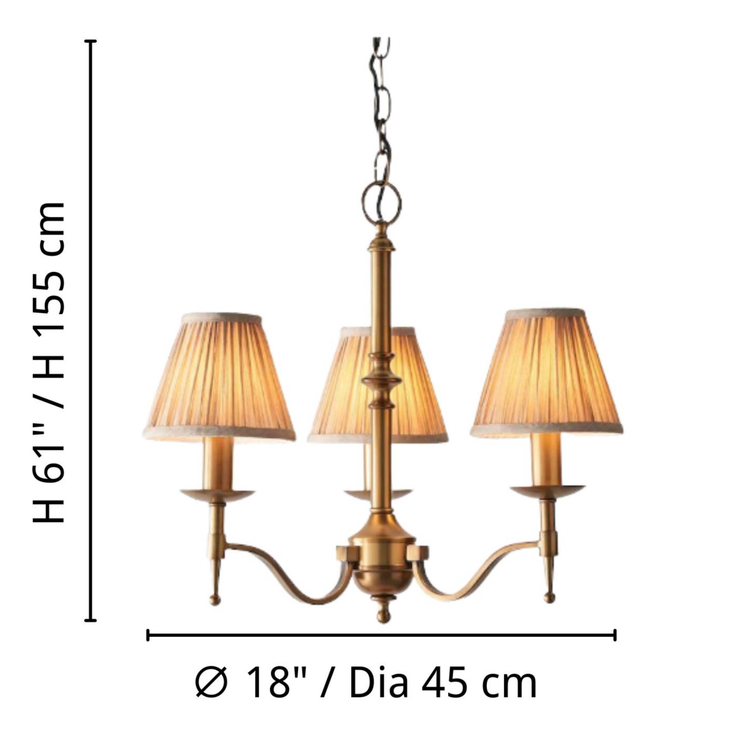 Tela kroonluchter afmetingen diagram