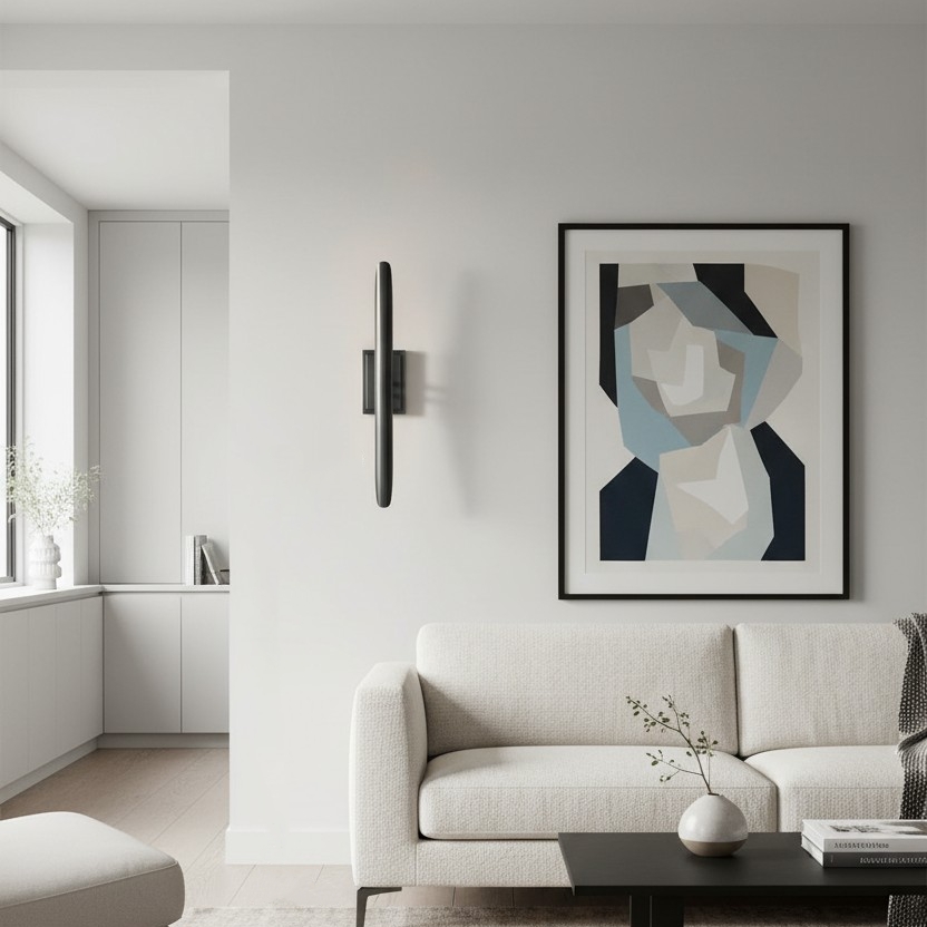 Modo wandlamp in een lichte moderne woonkamer