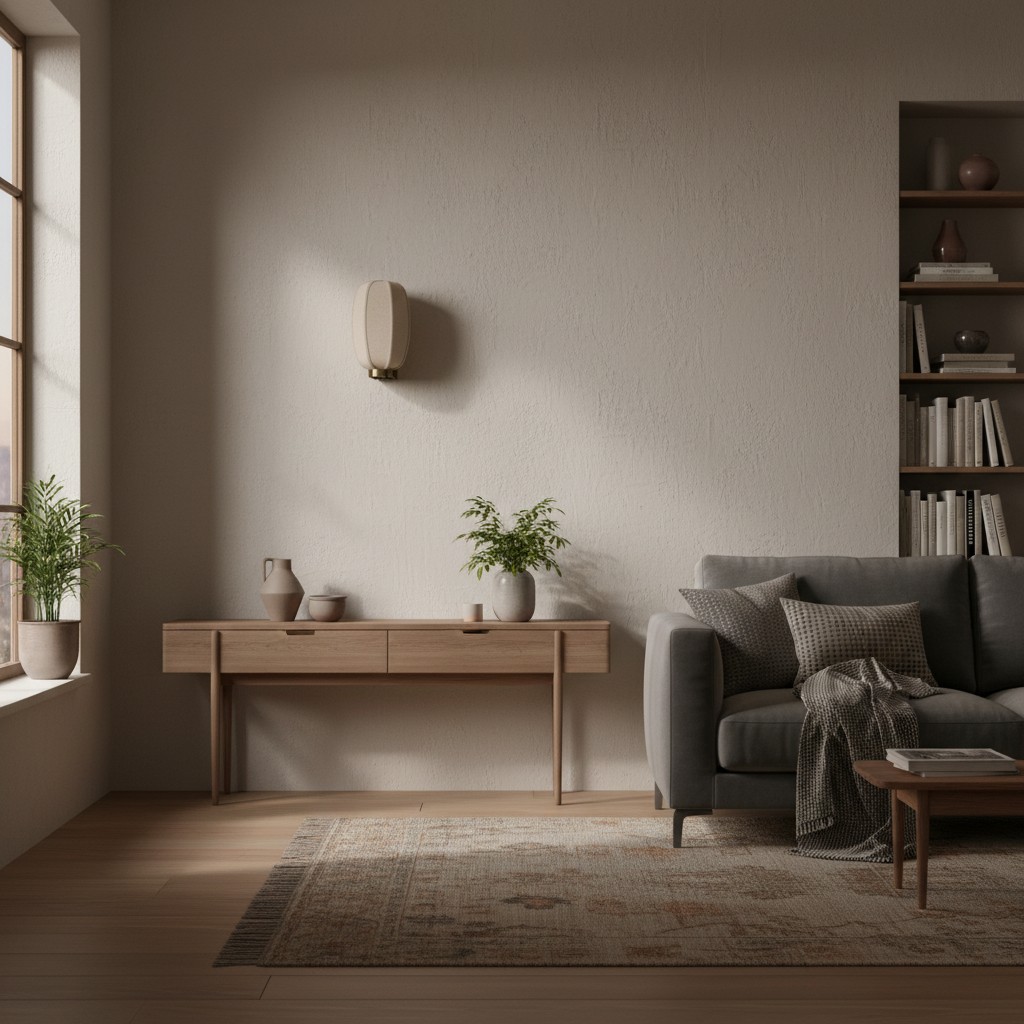 Loomis wandlamp in een rustige woonkamer