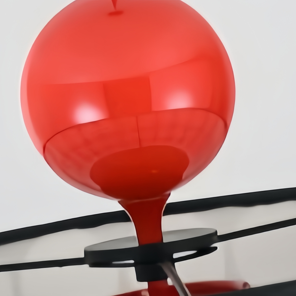 Close-up van de rode bol aan de hanglamp