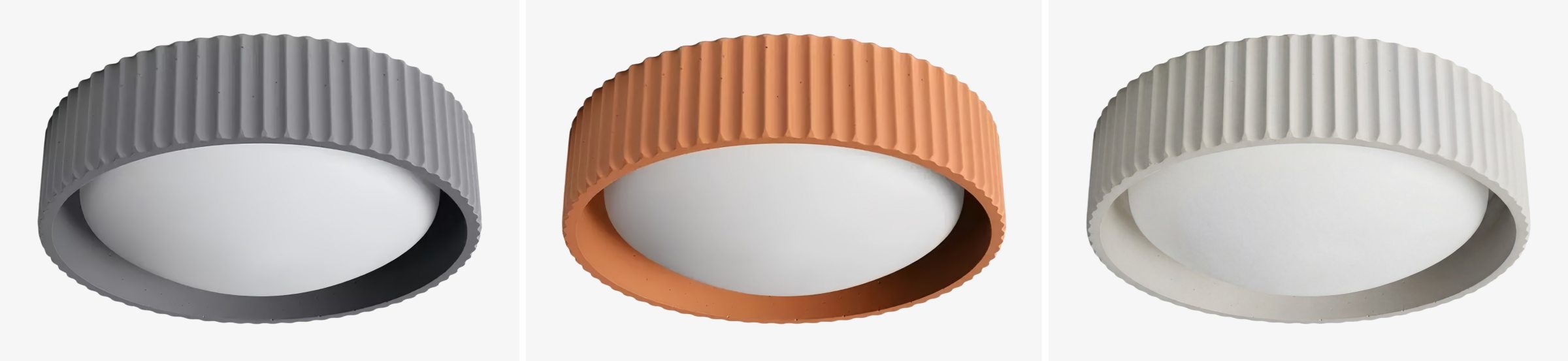 Acrion plafondlamp kleurkeuzes in grijs terracotta en wit