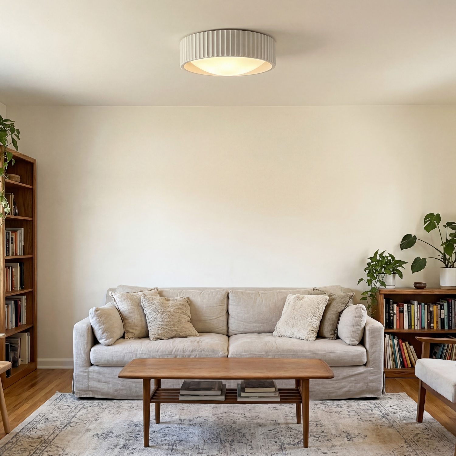 Acrion plafondlamp in een woonkamer