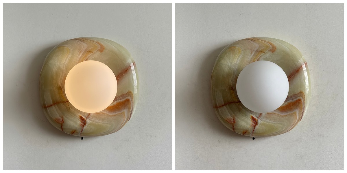 Aan en uit visueel effect van de Oria wandlamp