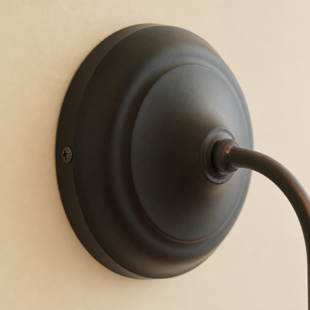 Detail van de zwarte wandbevestiging