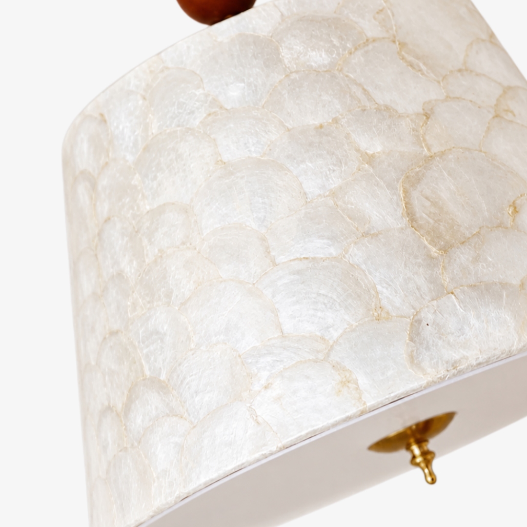 Close detail of the Capiz shell shade