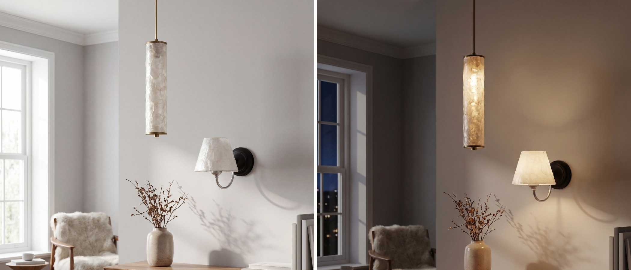 Wandlamp met zacht dag- en avondlicht