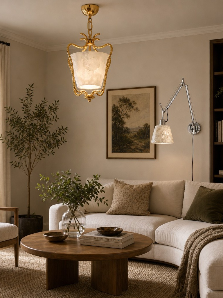 Customer home photo with Capiz shell ceiling light