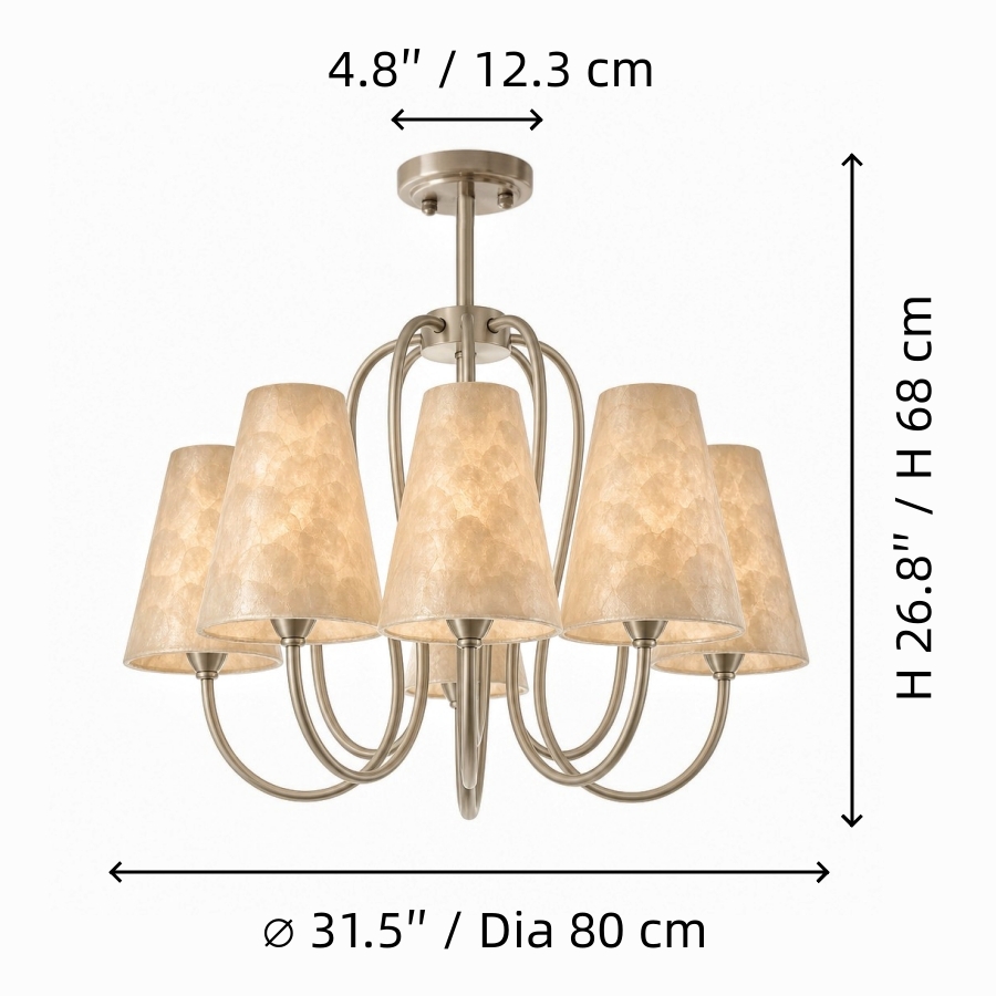 Afmetingen van 8 koppen Micahell chandelier