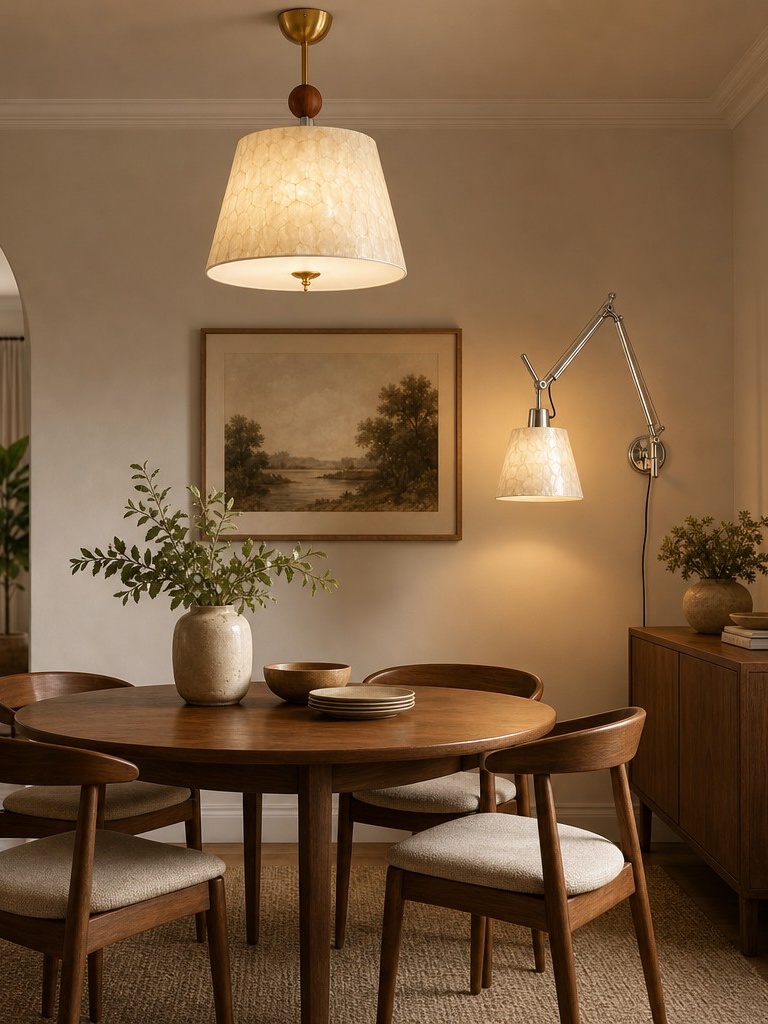 Customer interior photo with vintage Capiz shell lamp