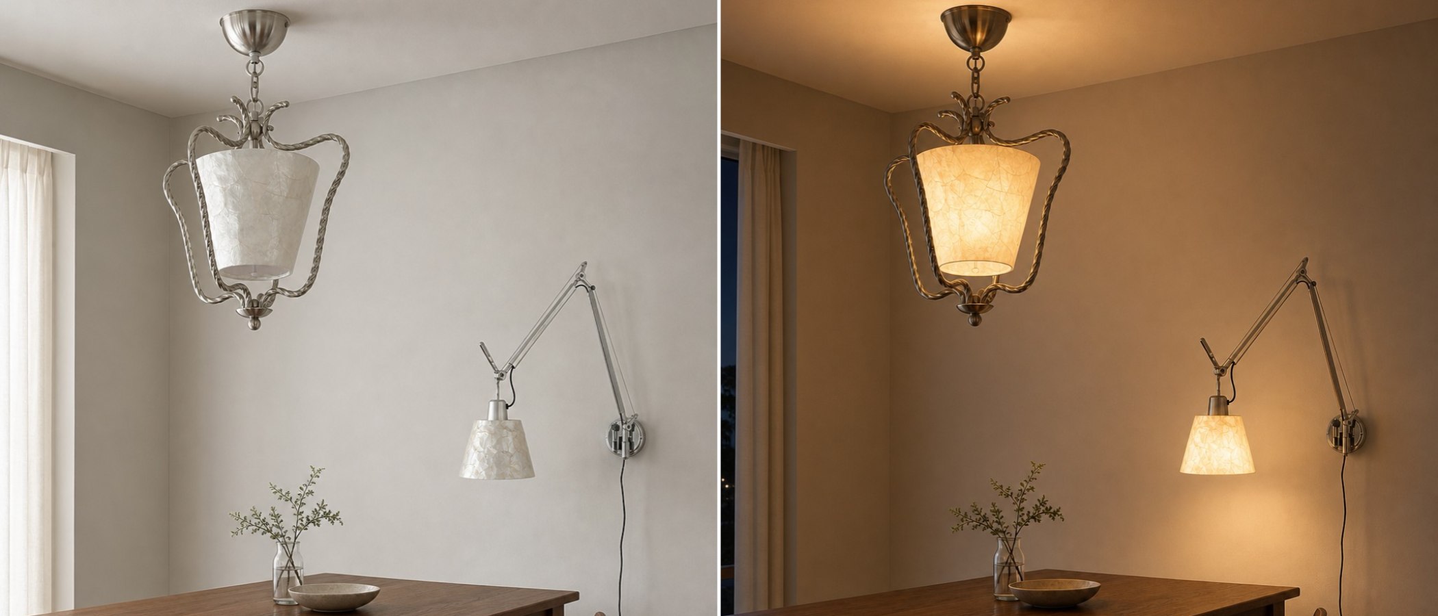 Lunavera ceiling light shown with warm illumination