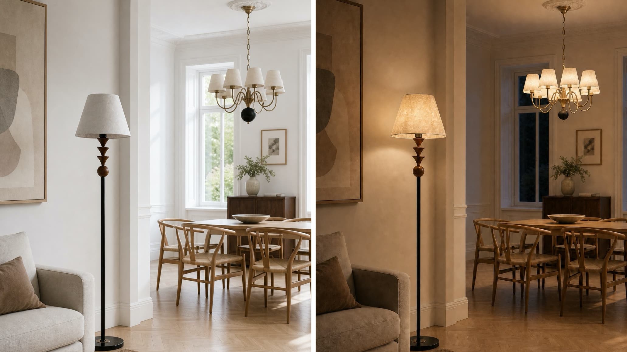 Micahell chandelier visual effect in daytime interior