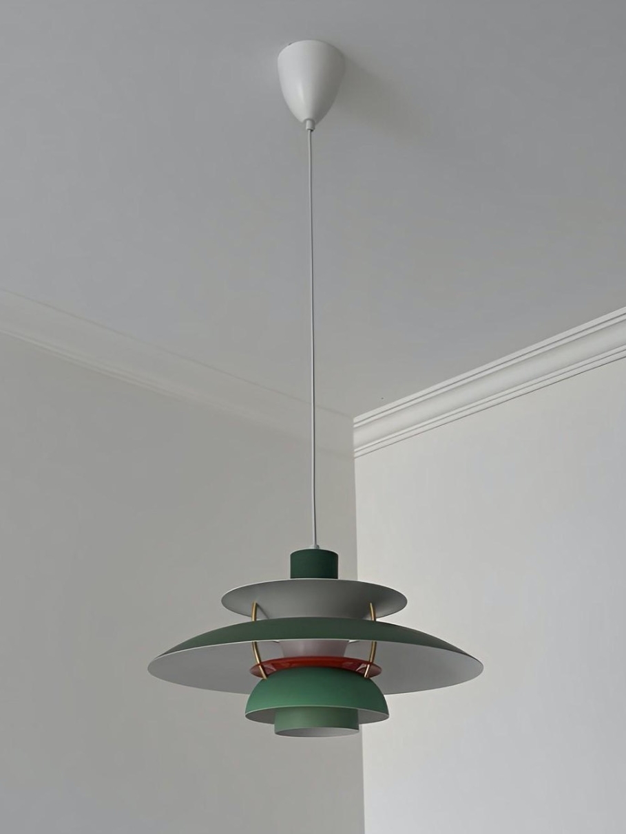 Klantfoto van een groene hanglamp