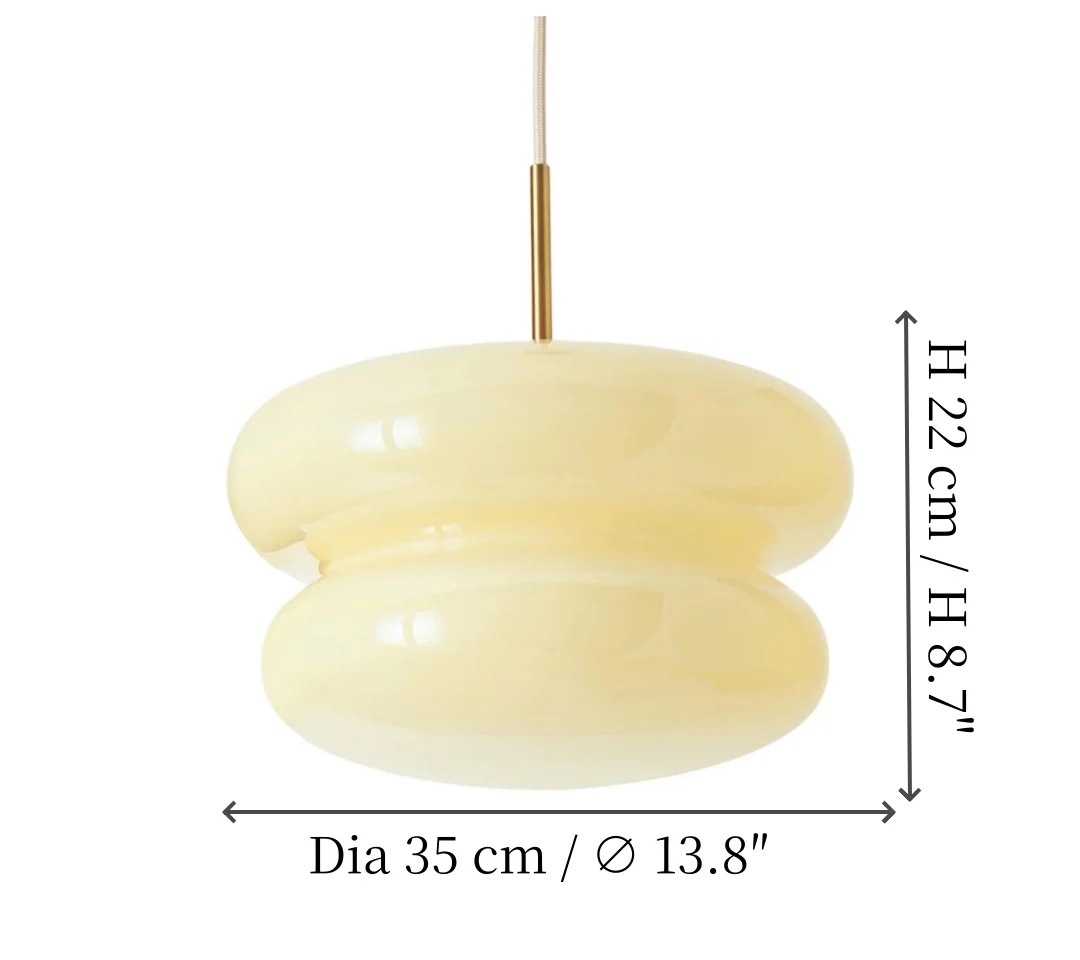 Productafmetingen van de opaal glazen hanglamp