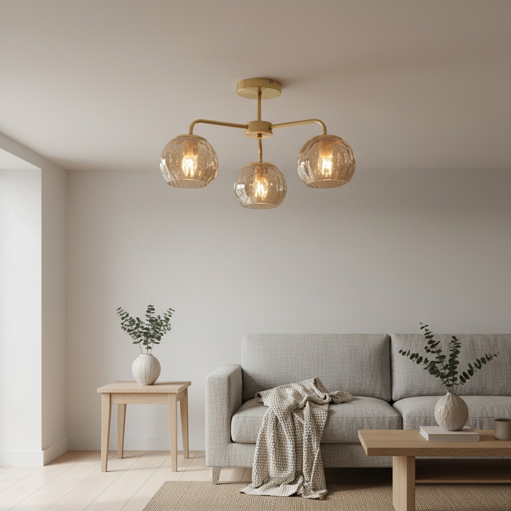 Semi-flush lamp boven rustige zithoek
