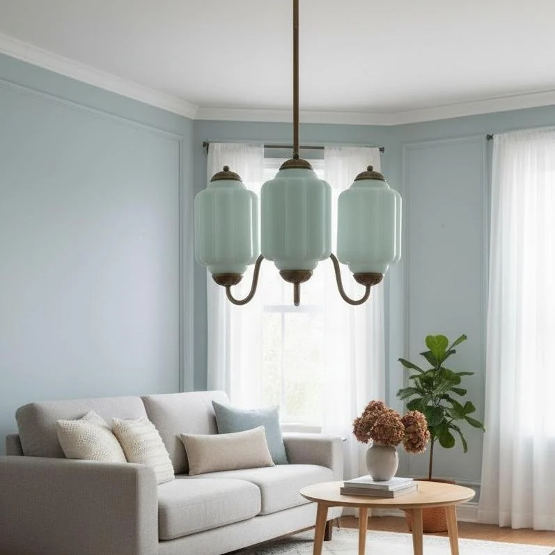 Drie Eloise hanglampen in een woonkamer