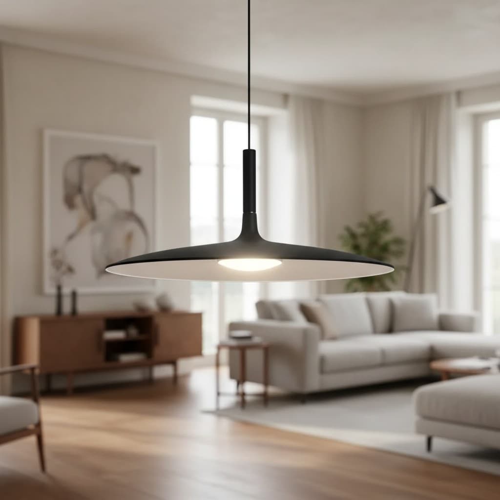 Hanglamp in woonkamer met zacht gericht licht