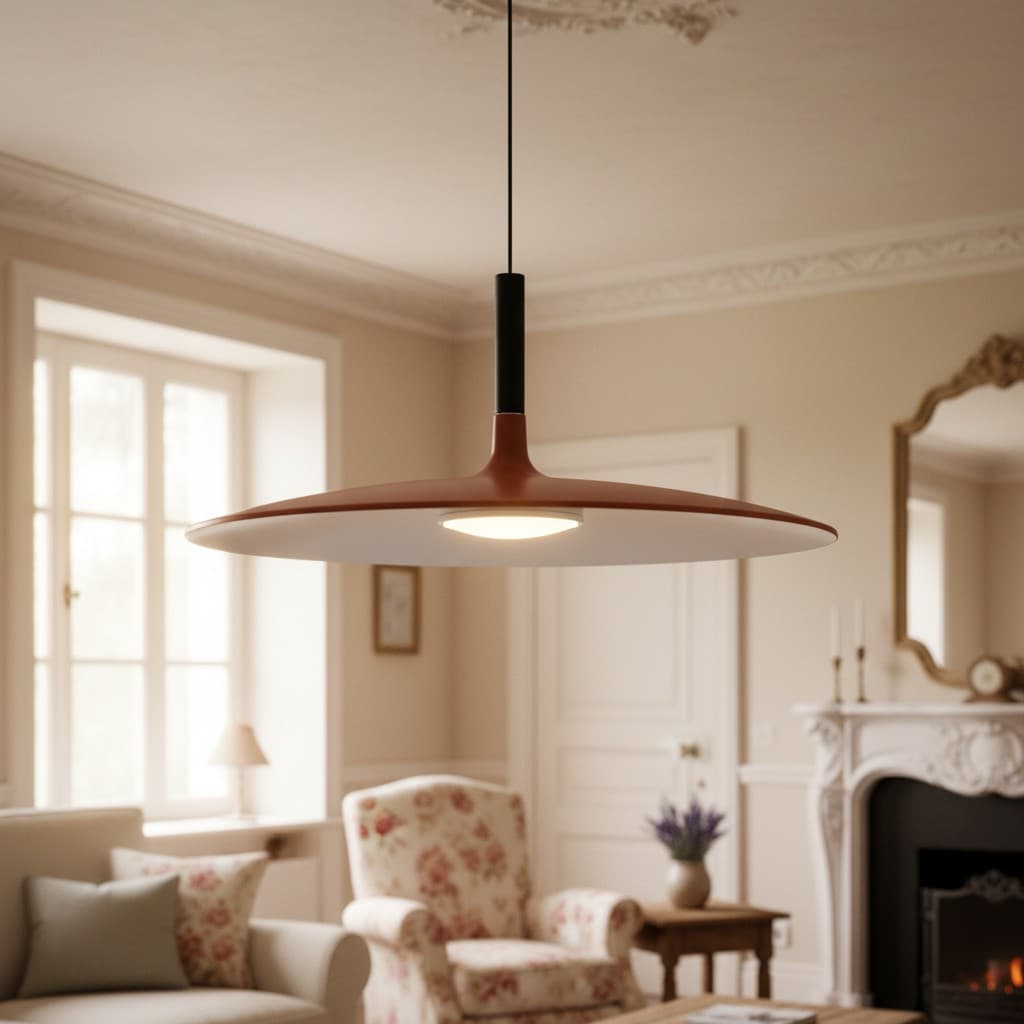 Oranje hanglamp in klassieke kamer