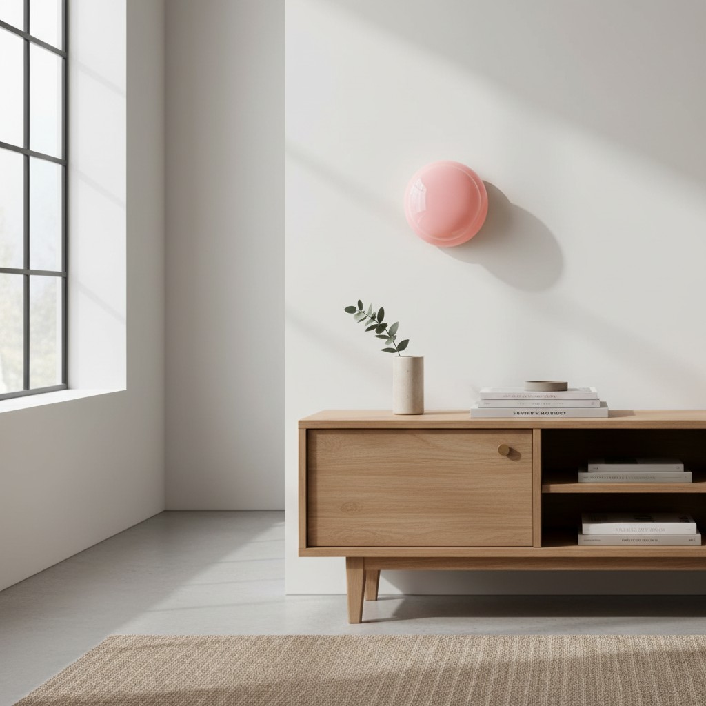 Roze opaalglas wandlamp in interieur