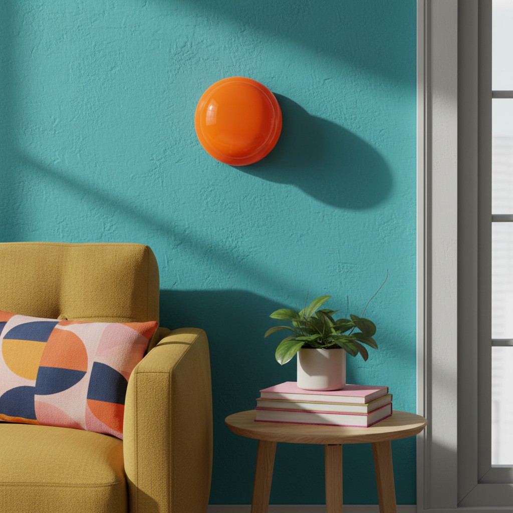 Oranje opaalglas wandlamp in interieur