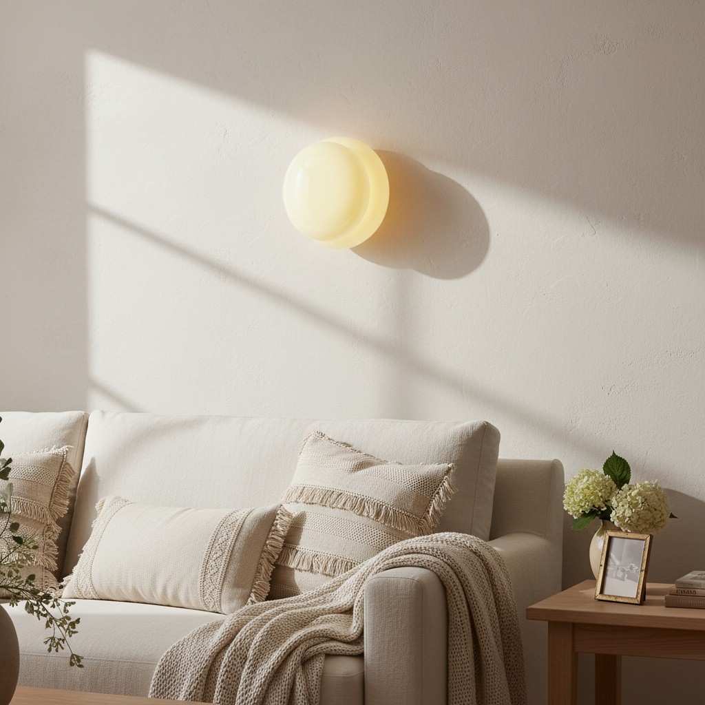 Opaalglas wandlamp in woonkamer
