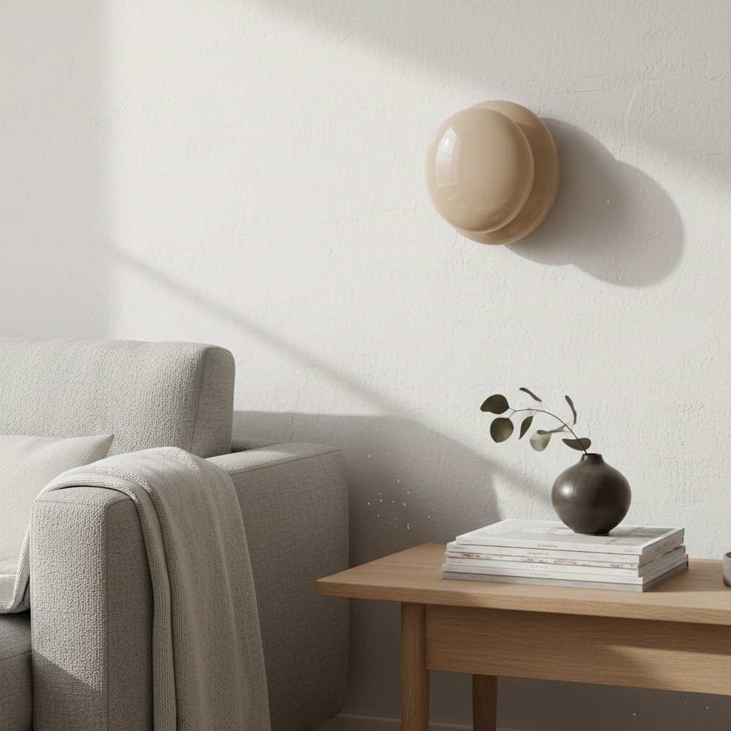 Opaalglas wandlamp in rustige woonhoek