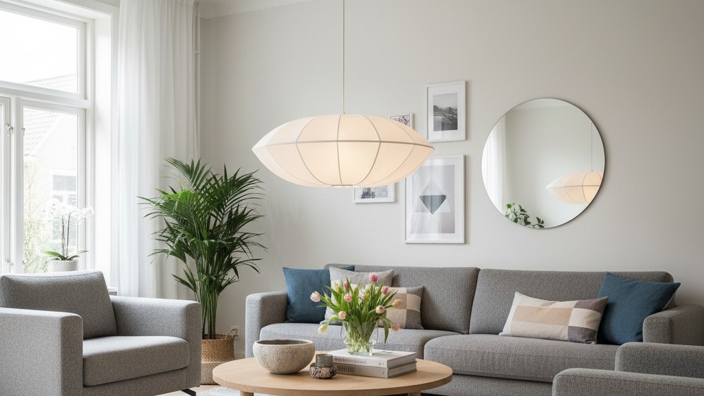 UFO-lint hanglamp in woonkamer bij productparameters