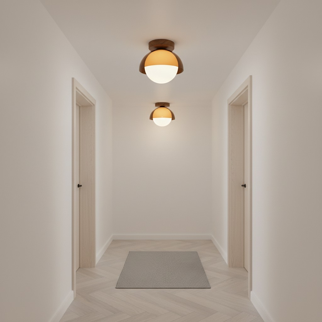 Plafondlampen in een gang