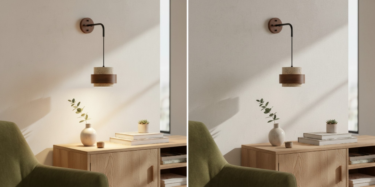 Lichtschakelaareffect van de travertin wandlamp