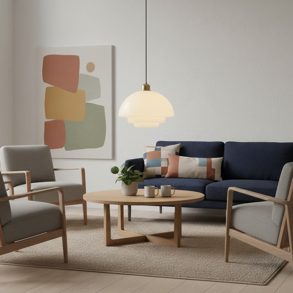 Set hanglampen in woonkamer