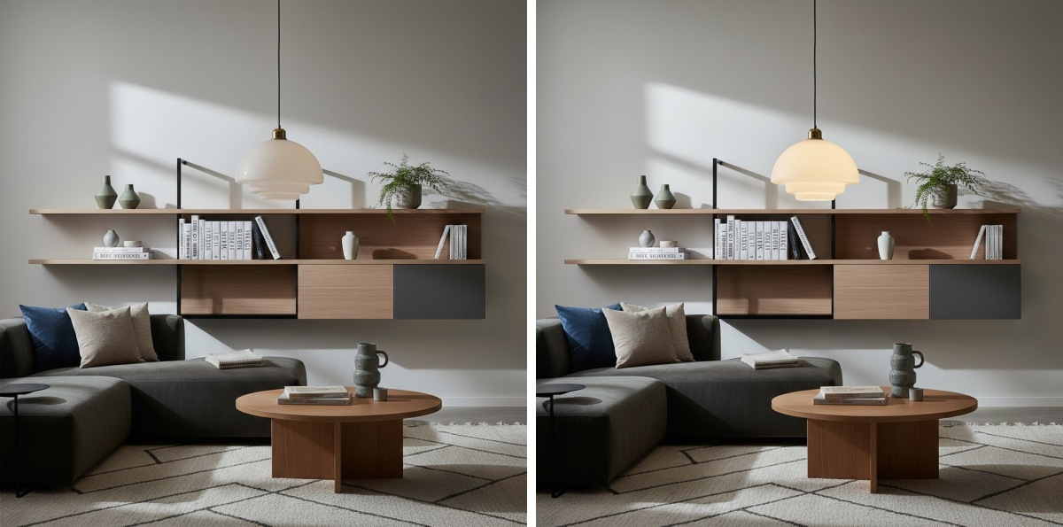 Lichtschakelaareffect met de lamp uit en aan