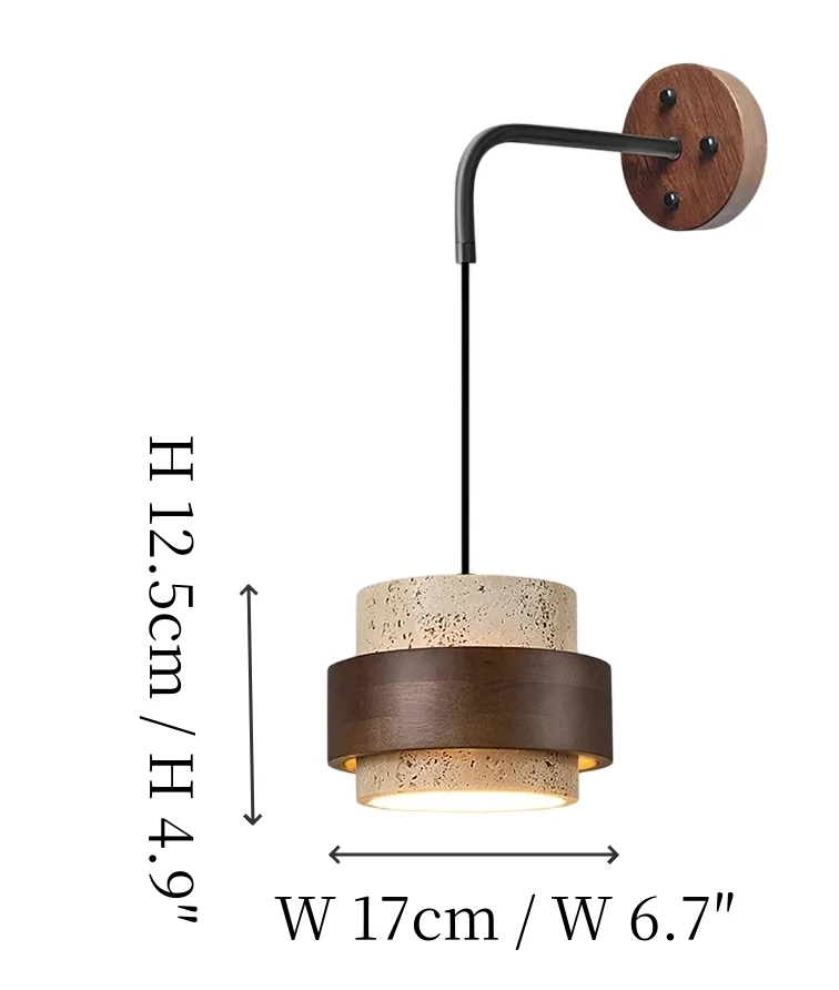 Afmetingen van de travertin wandlamp