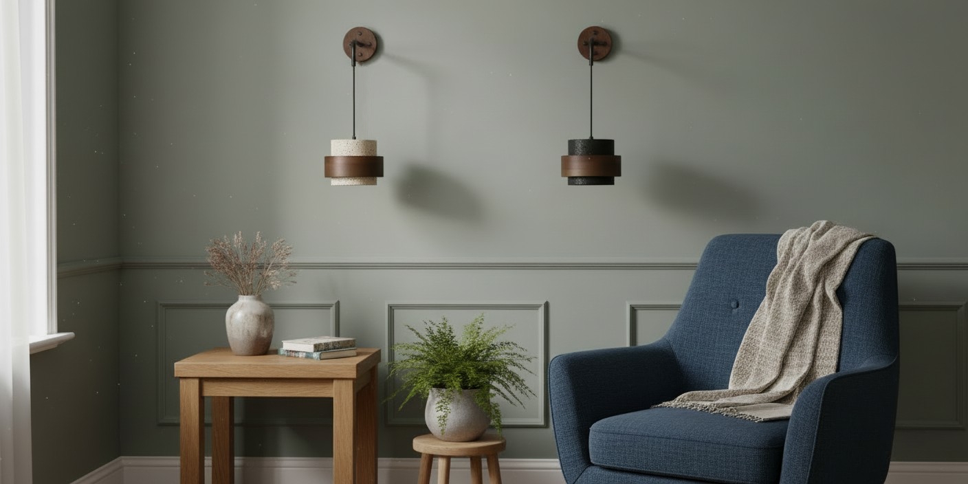 Stijlweergave van travertin wandlampen in interieur