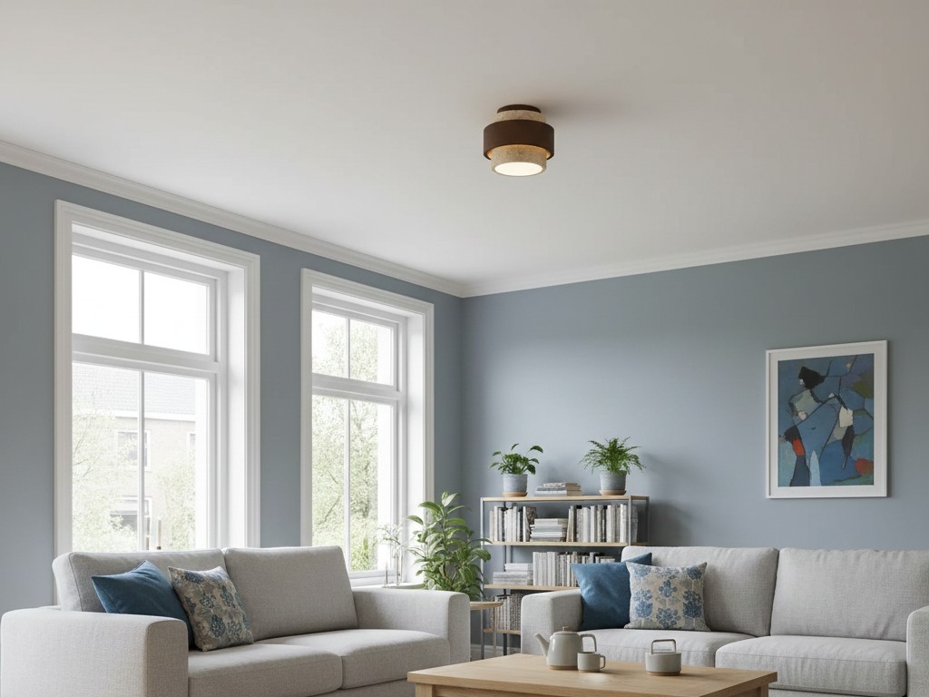 Travertijn plafondlamp in een woonkamer