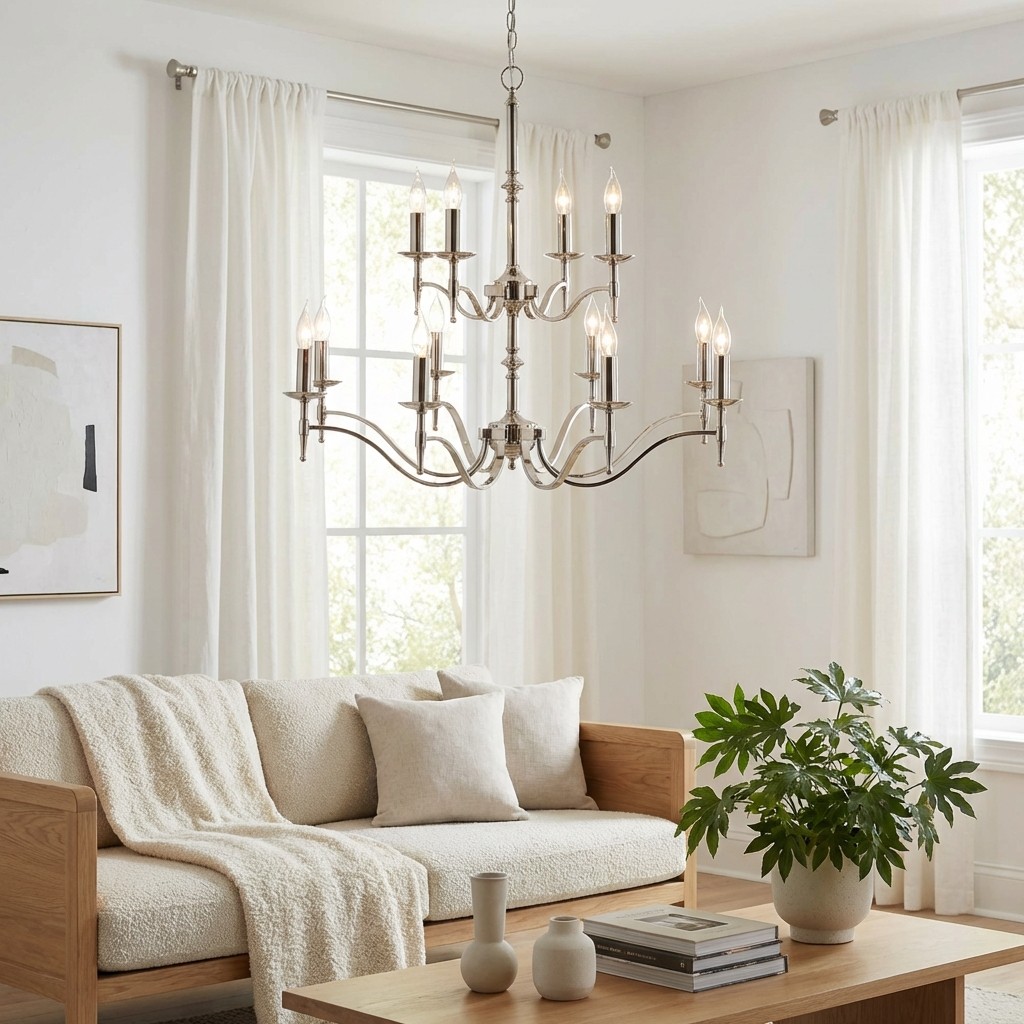 Tela chandelier above a sofa
