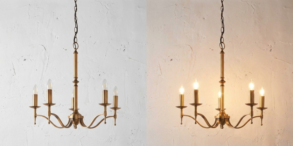 Tela chandelier switch light comparison