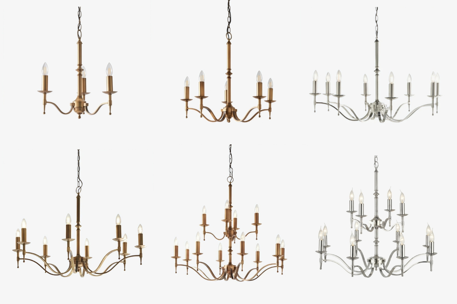 Tela chandelier finish and size options