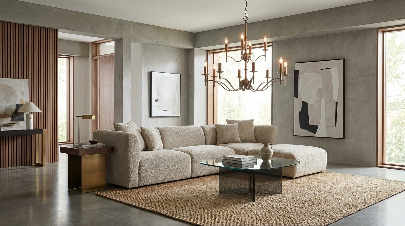Tela chandelier in a living room