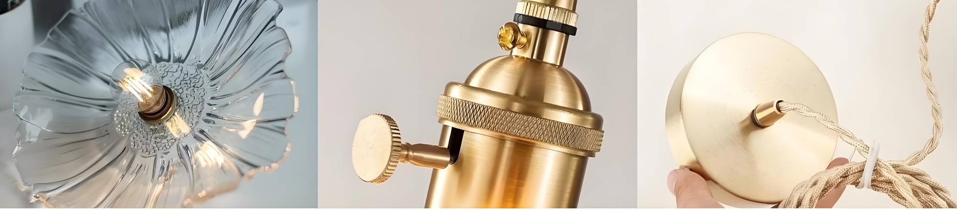 Details van de glazen kap, koperen fitting en plafondplaat