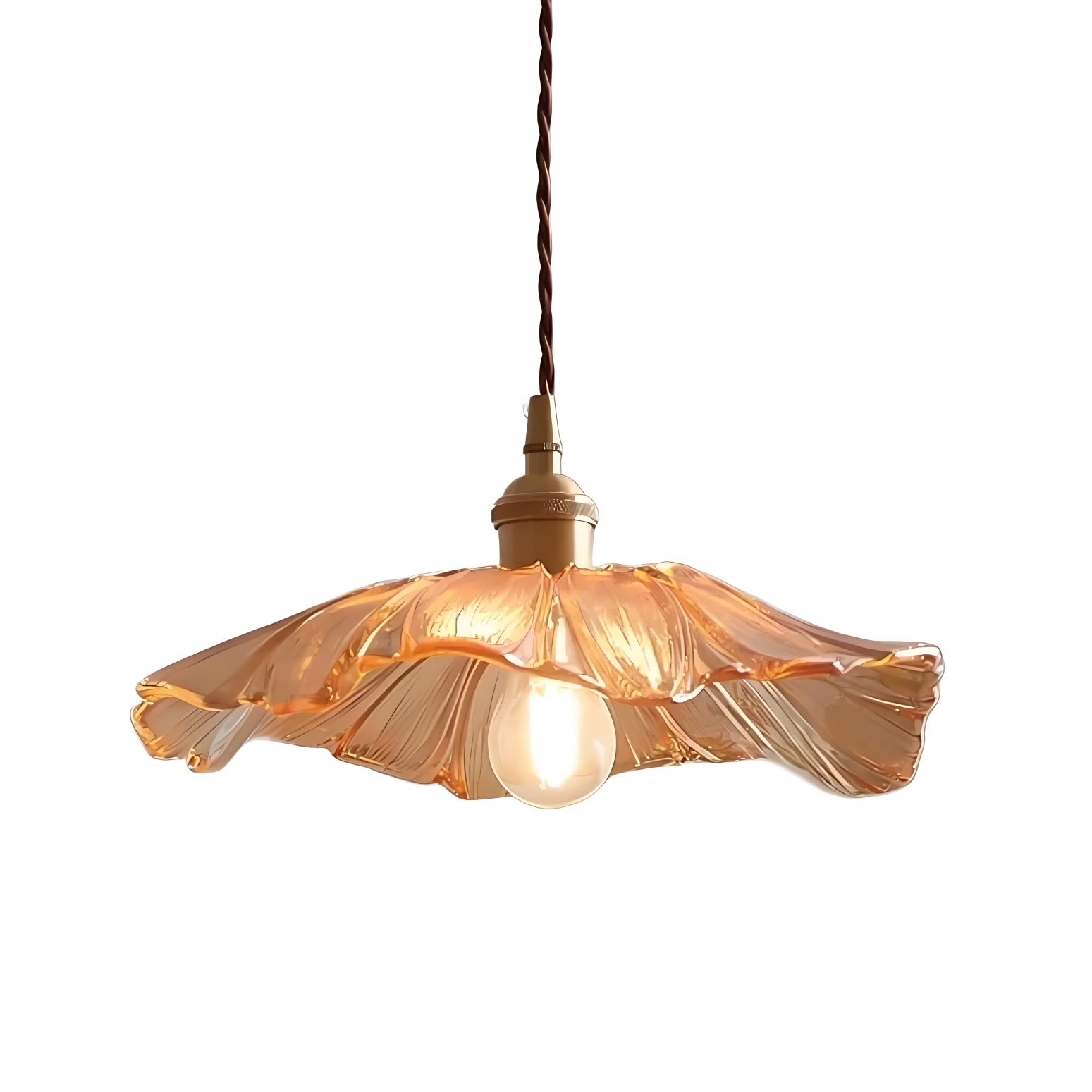 Amberkleurige Lotus glazen hanglamp