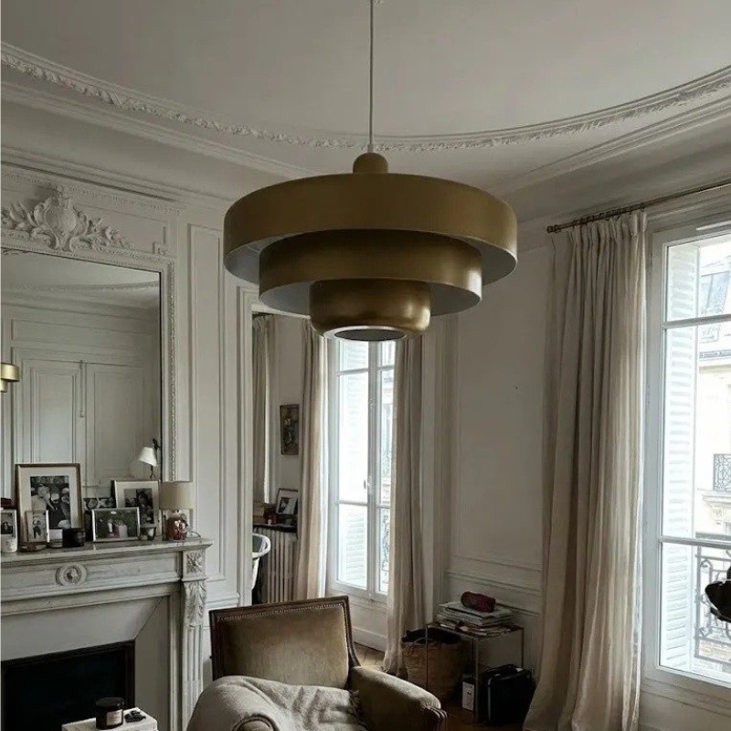 Messing hanglamp bij een klant
