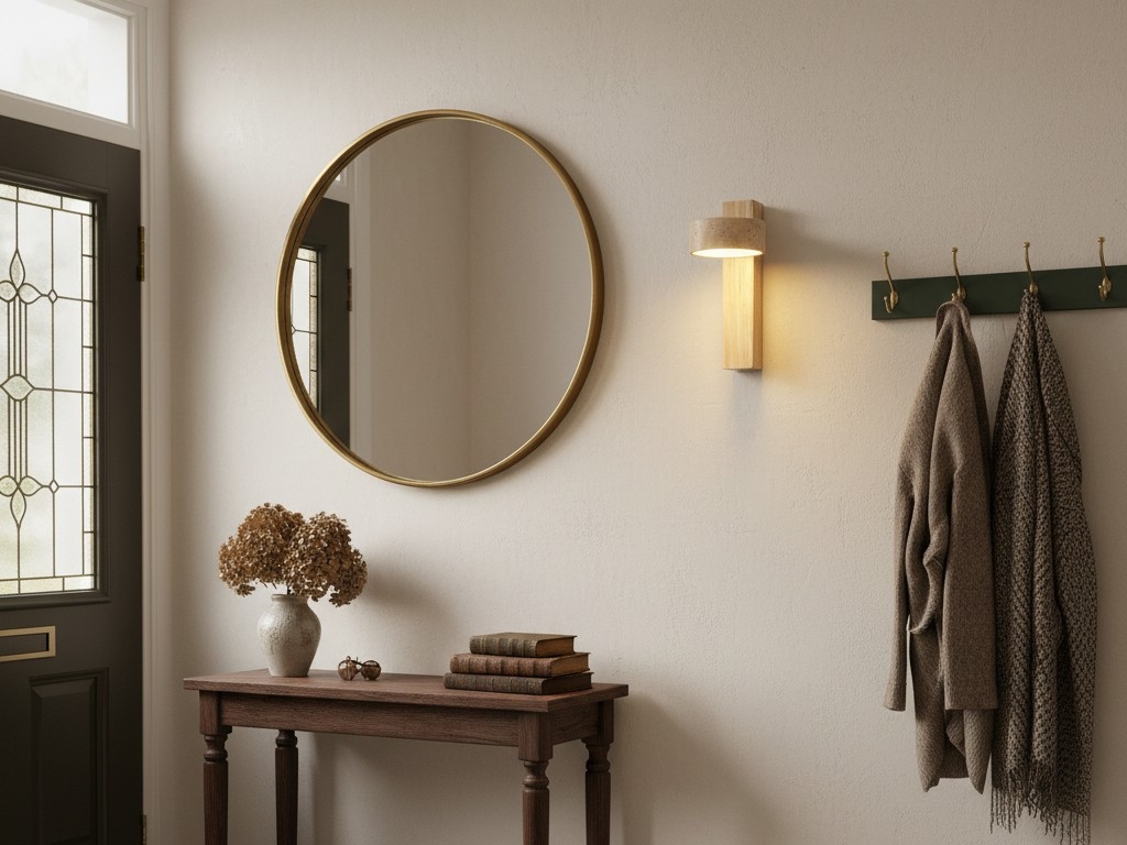 Wandlampe in Halle mit Spiegel