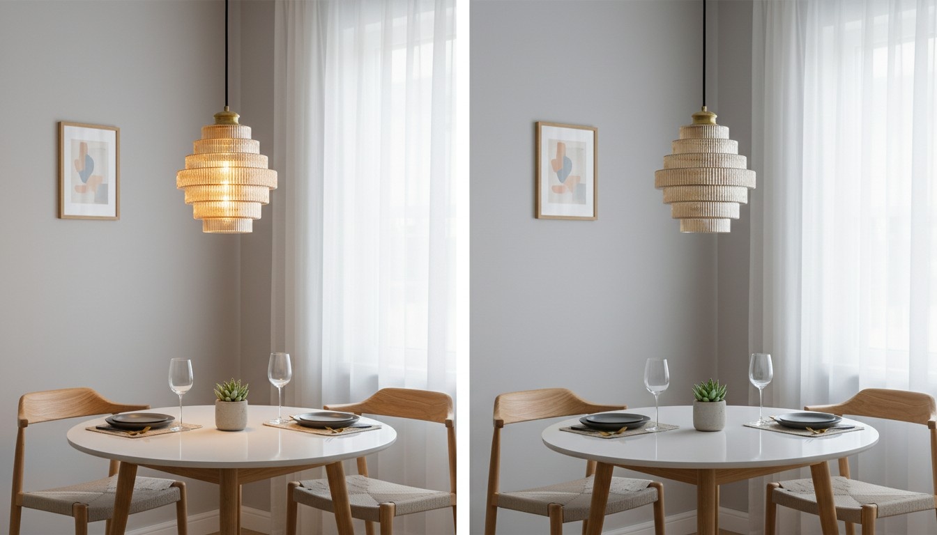 Comparaison de la suspension avec la lumière allumée et éteinte