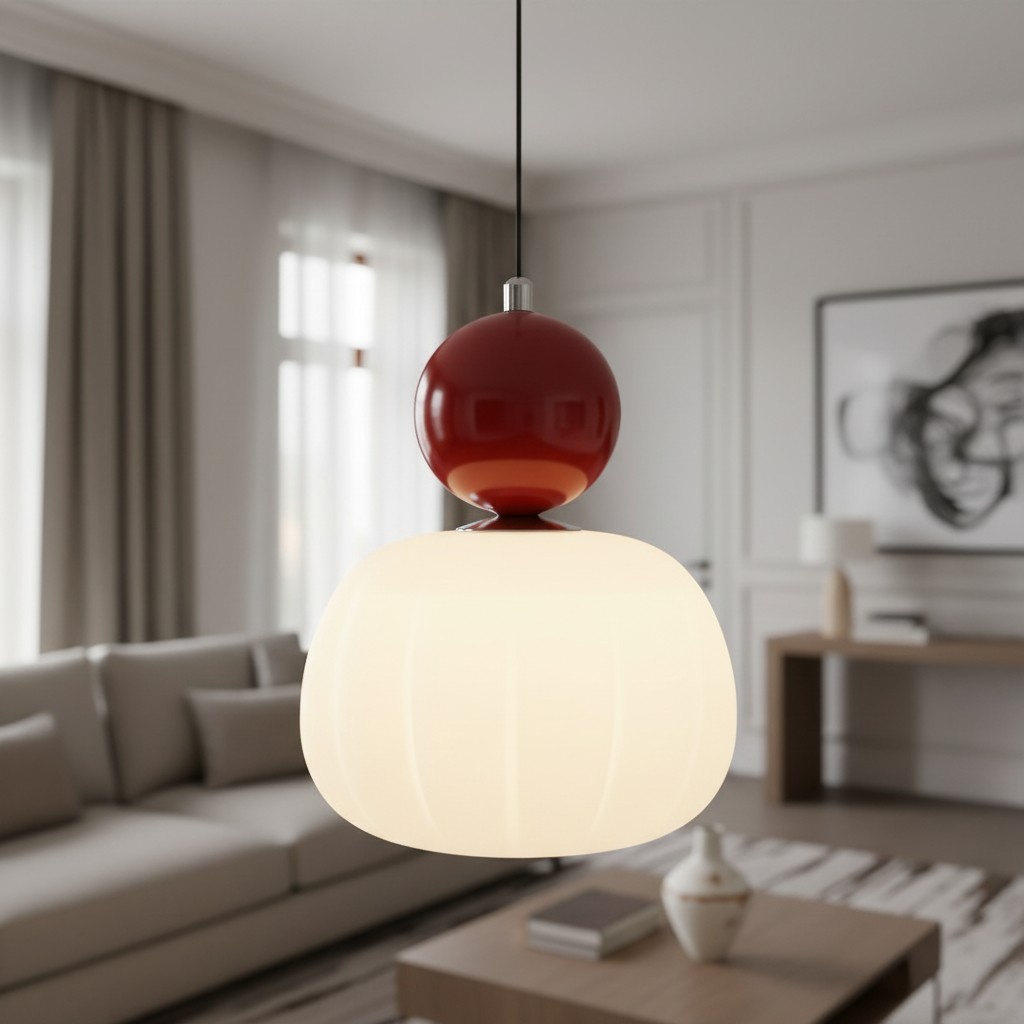 Ornavigo rode hanglamp boven zithoek