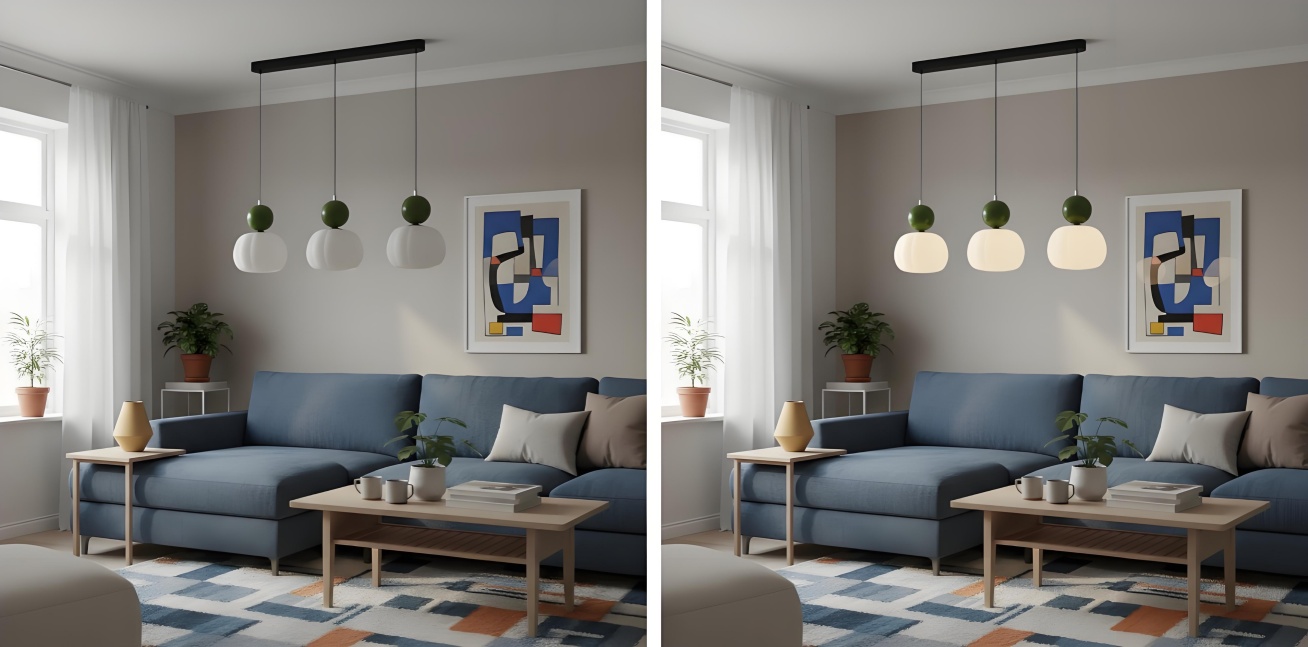 Ornavigo hanglamp met licht uit en aan