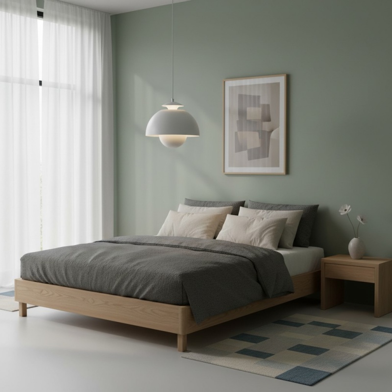 Witte Orin hanglamp in een slaapkamer