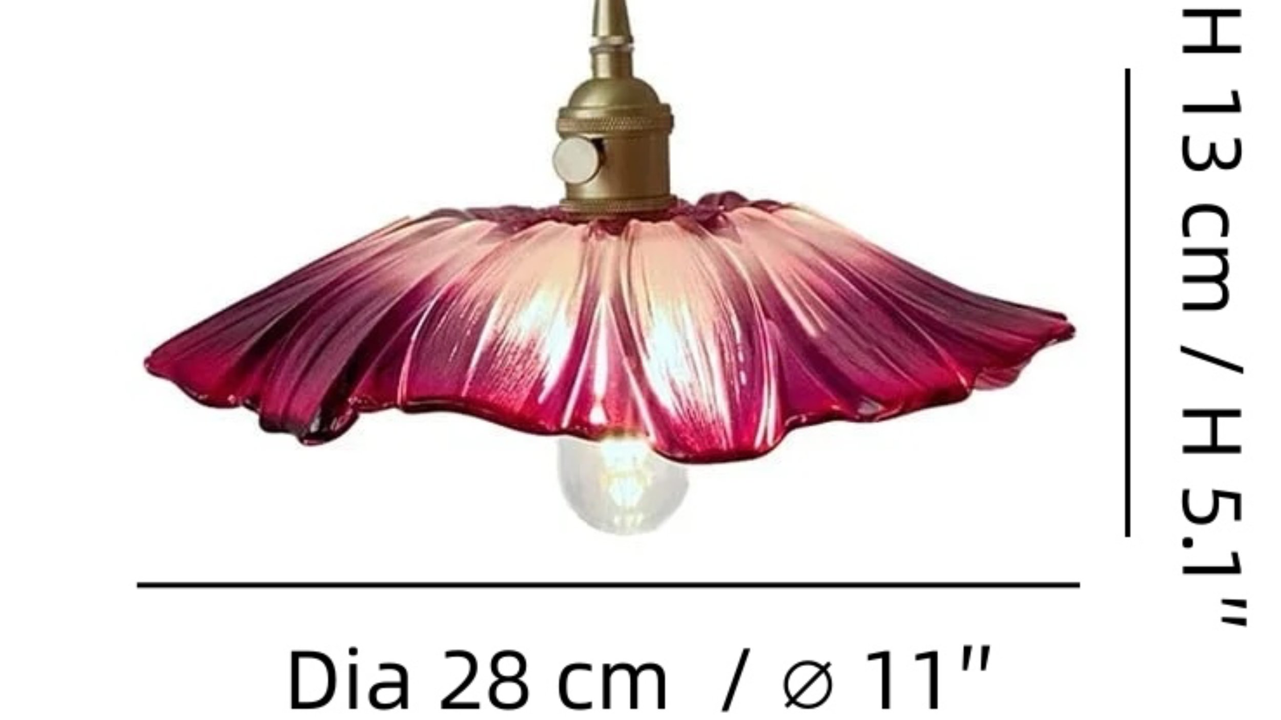 Afmetingen van de Lotus glazen hanglamp