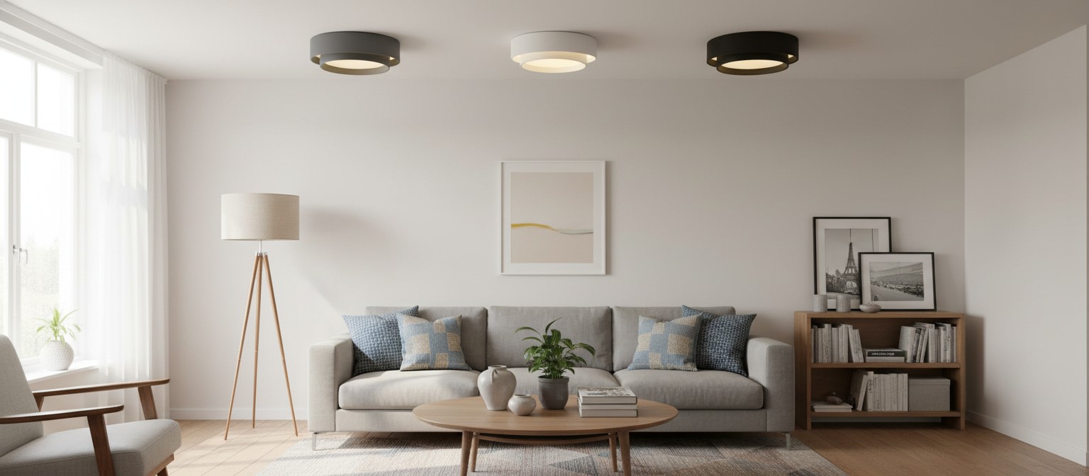 Modern Double Round Led Ceiling Light in een woonkamer